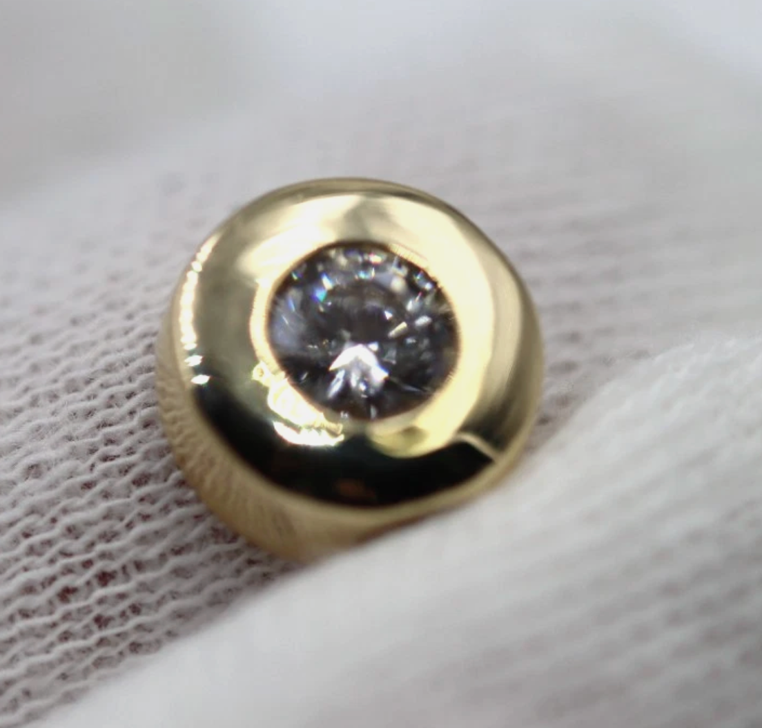 Genuine Small 9ct 375 Yellow, Rose or White Gold Bezel Set Gold Slider Charm Pendant