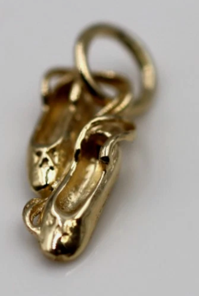 Genuine 9ct 9k 375 Yellow, Rose or White Gold Ballerina Ballet Shoe Slipper Charm Pendant