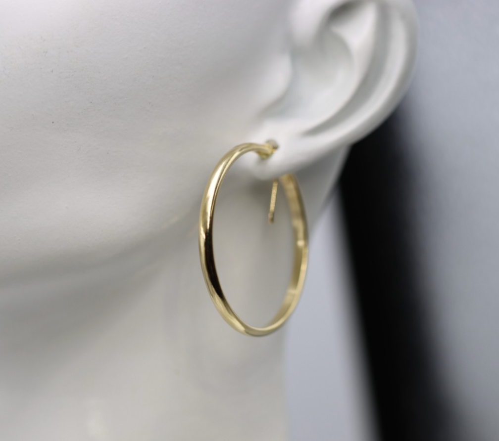 Genuine New 18ct 18k 750 33mm Round Hoops Earrings