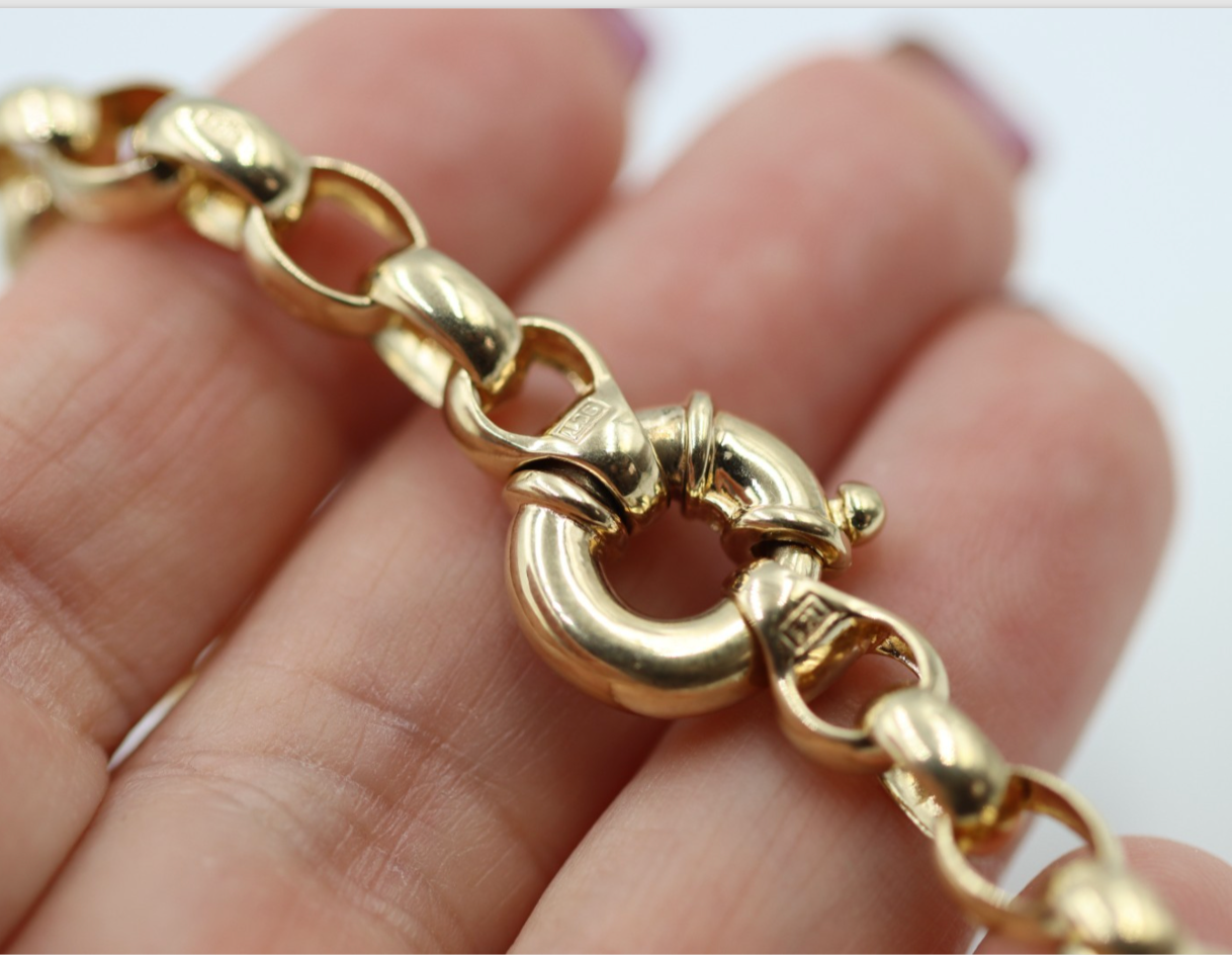 Genuine 9ct 9k Yellow Gold 375 Heavy Oval Belcher Necklace Chain 50cm