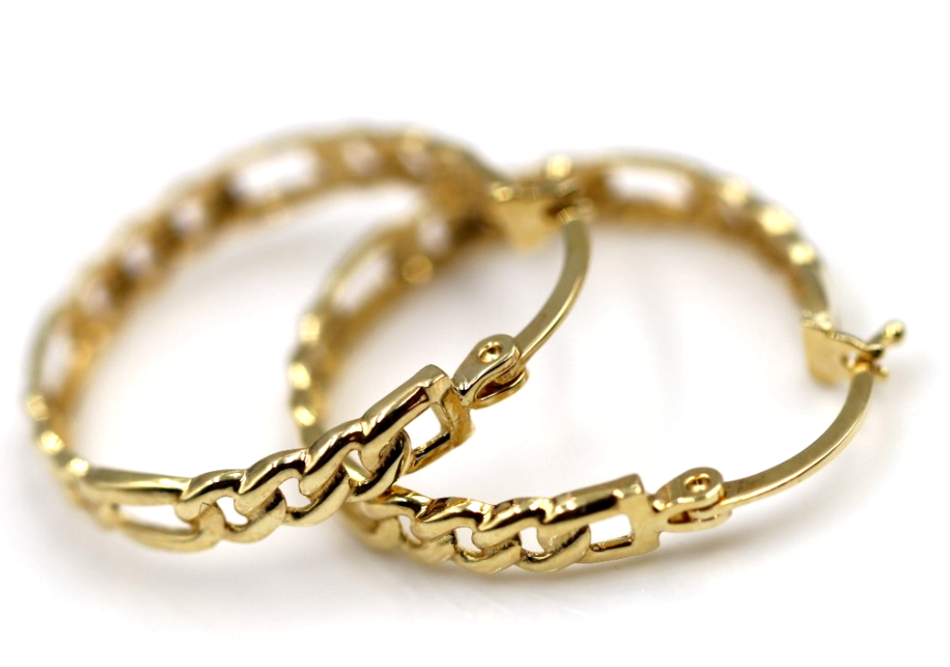 Genuine 18ct 18k 750 Chain Link 22mm Hoops Earrings