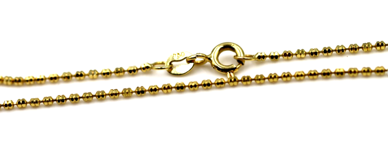 Genuine 18ct 18k 750 Yellow Gold Ball Bead Chain 45cm Necklace Chain
