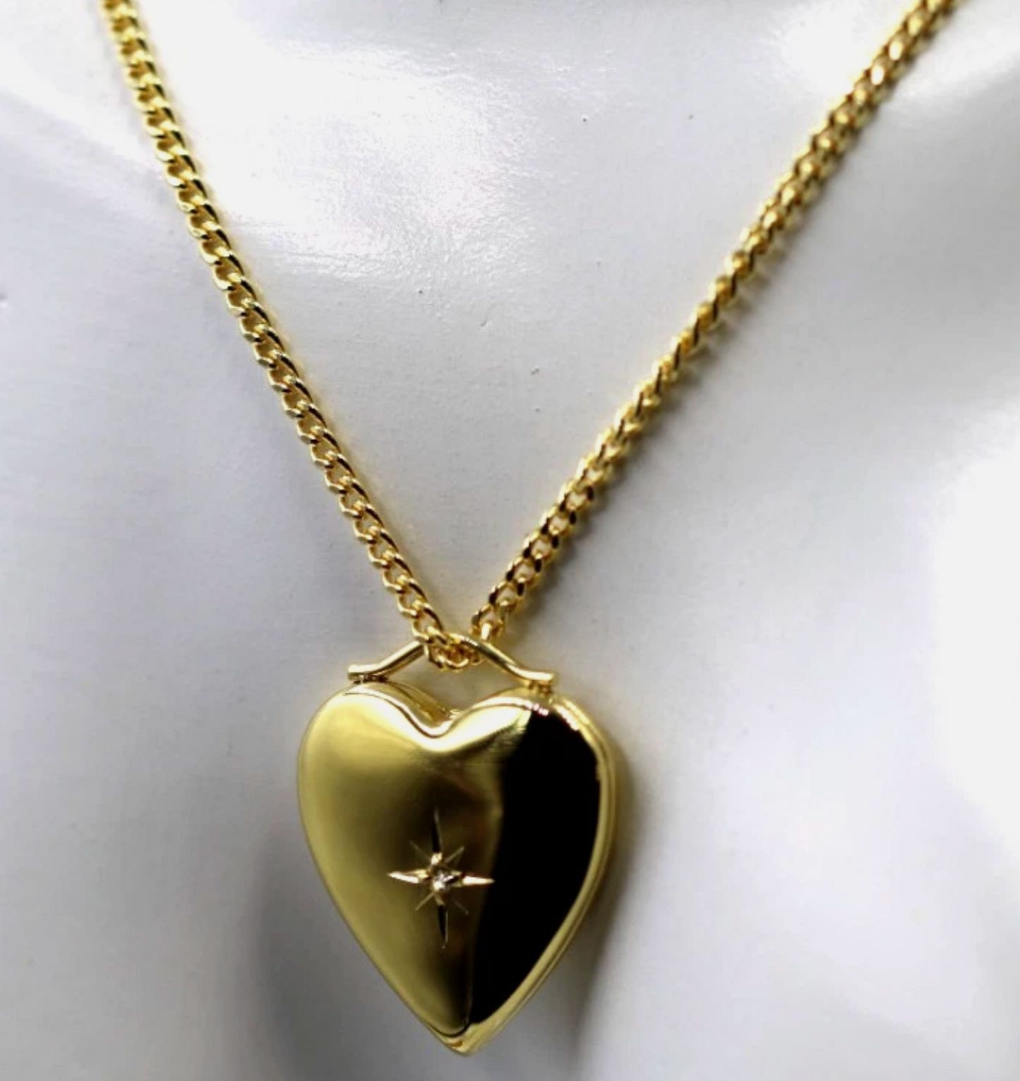 Sterling Silver 925 GP 20mm Diamond Set Heart Locket Pendant + Chain