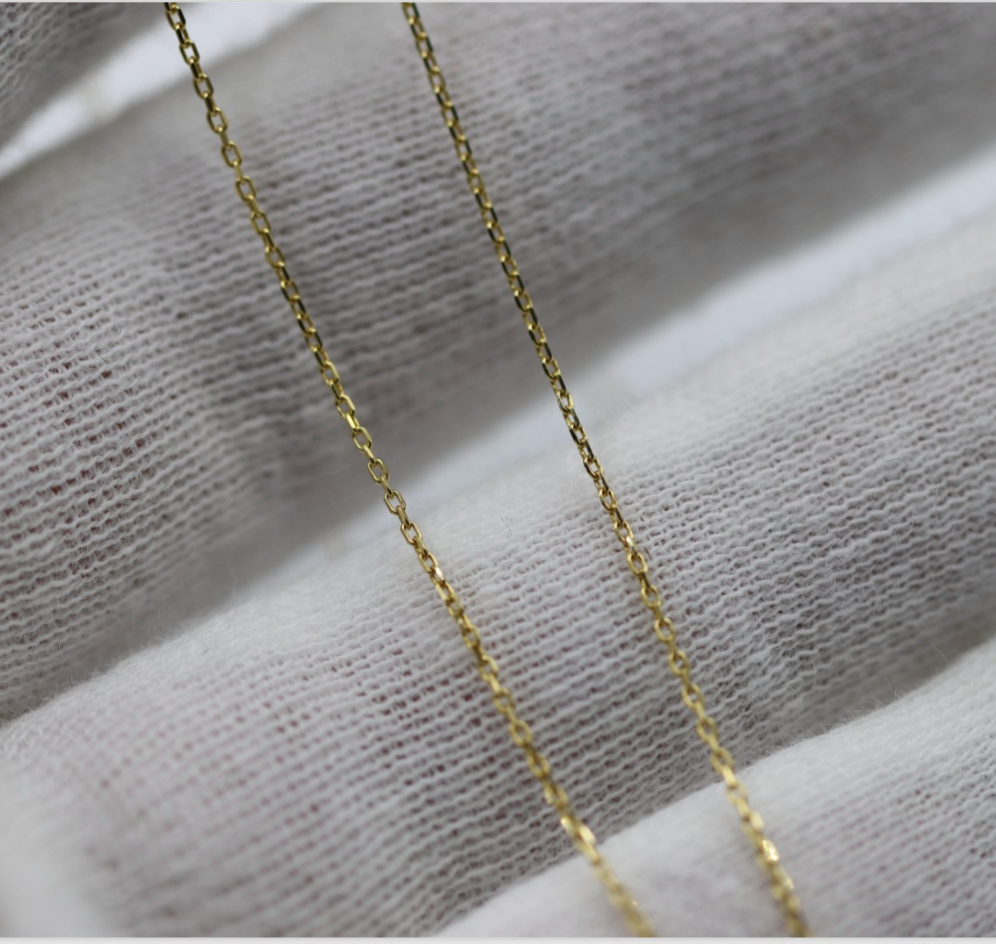 Genuine 18ct 18k 750 Yellow Gold Thin Cable Chain Necklace 1.29g 50cm
