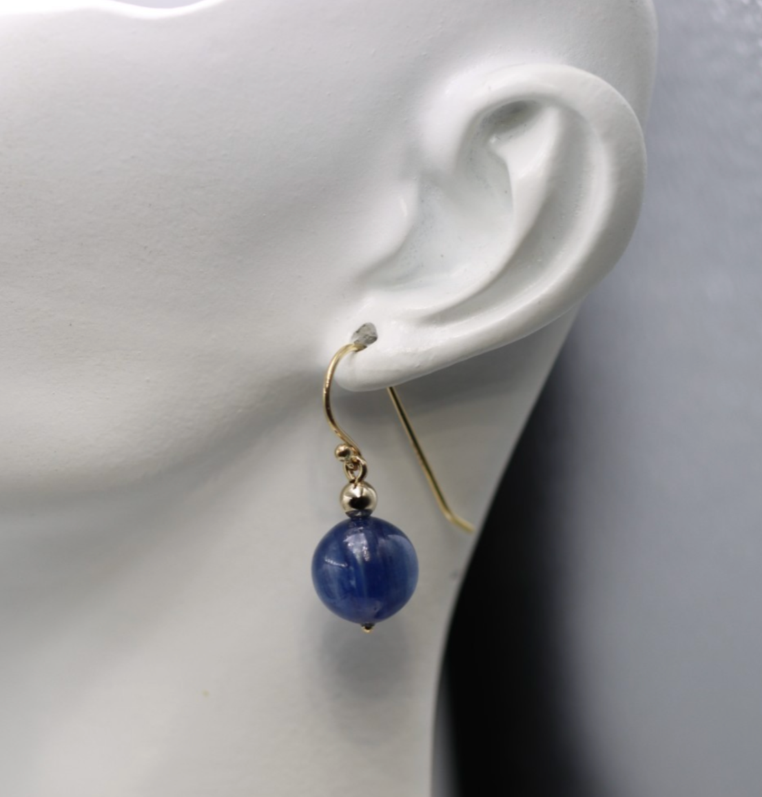 Genuine New 9ct 9k 375 Yellow Gold Blue Quartz Drop Ball Earrings