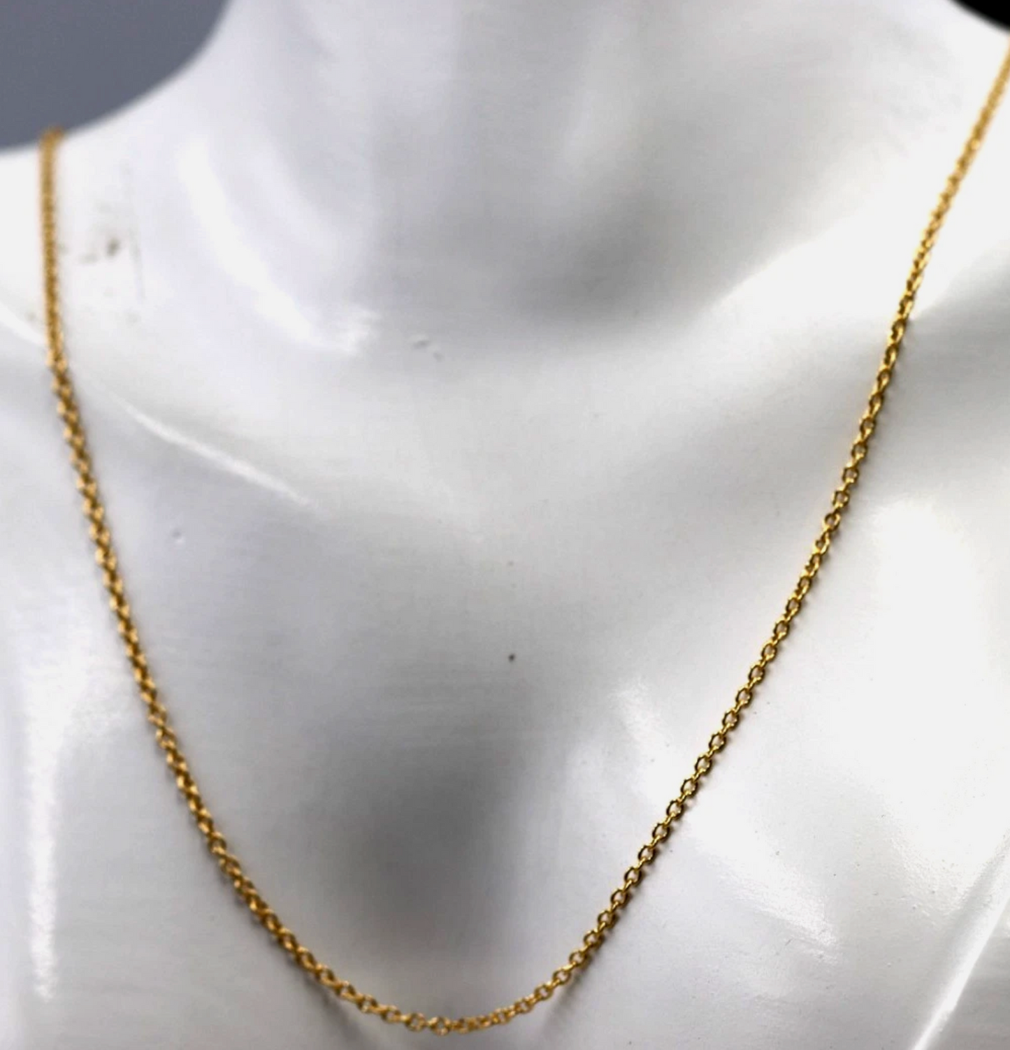 Genuine 47cm 18ct 18k 750 Yellow Gold Cable Necklace Chain 3.5g