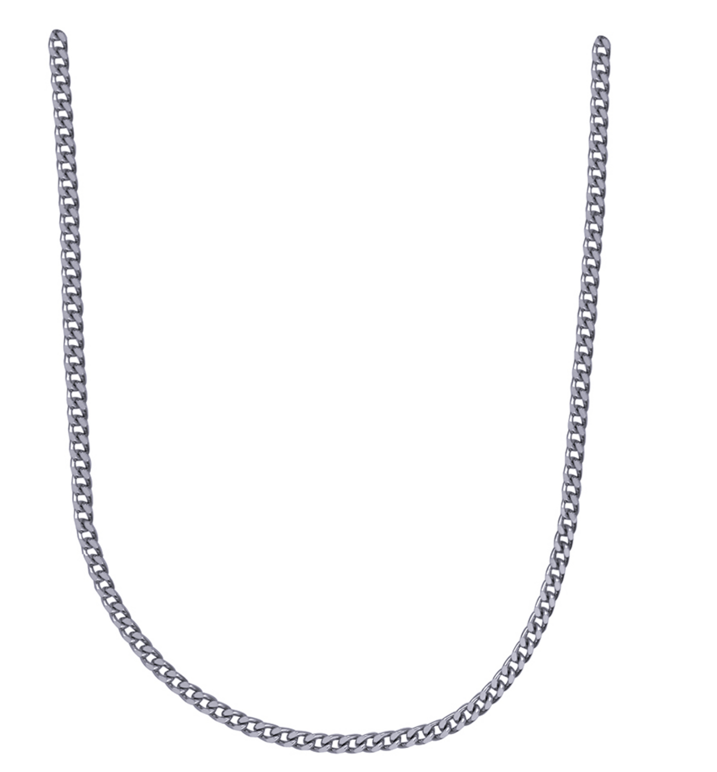 Genuine Platinum Diamond Cut Curb Chain Necklace 1.5mm wide