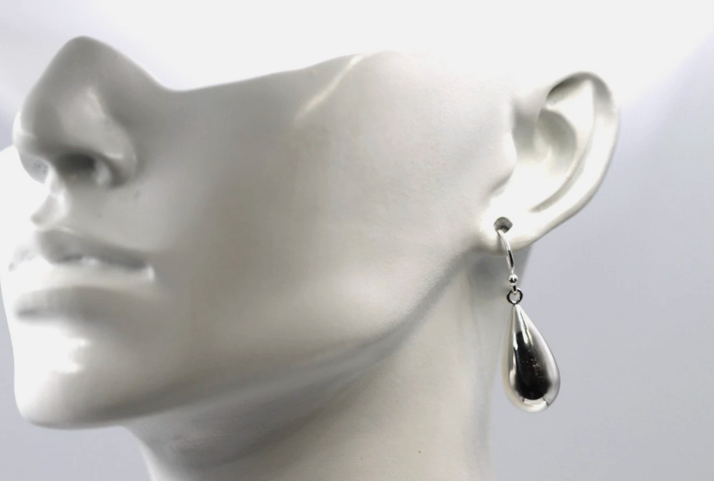 Genuine Sterling Silver 925 Teardrop Tear Drop Hook Plain Earrings