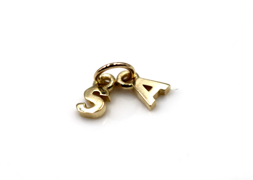 Genuine 9ct 9kt Genuine Tiny Small Yellow, Rose or White Gold Initial Pendant Charms A + S