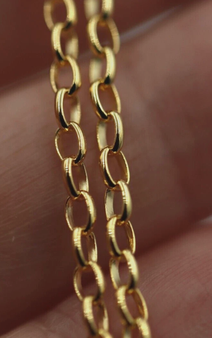 Genuine 9ct 9k 375 Yellow, Rose or White Gold 375 Solid Oval Belcher Necklace Chain 2.5mm width