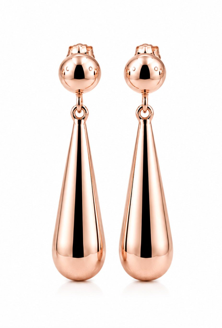 Genuine 9ct Yellow, Rose or White Gold Large Teardrop Tear Drop 10mm Half Ball Stud Earrings