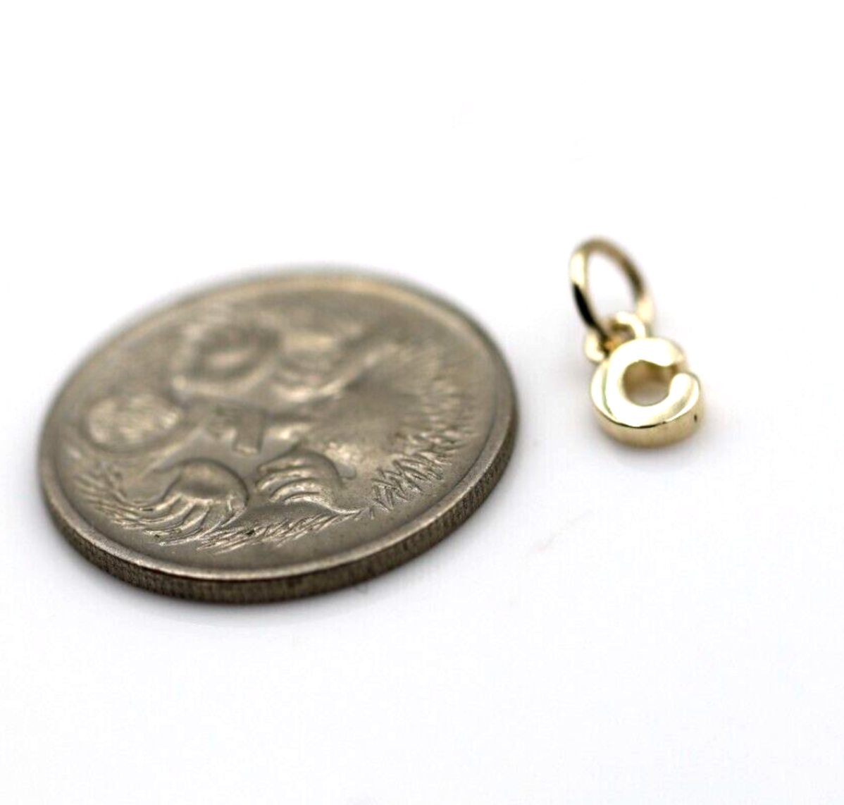 Genuine 9ct 9kt Genuine Very Small, Tiny Solid Yellow, Rose or White Gold Initial Pendant Charm C