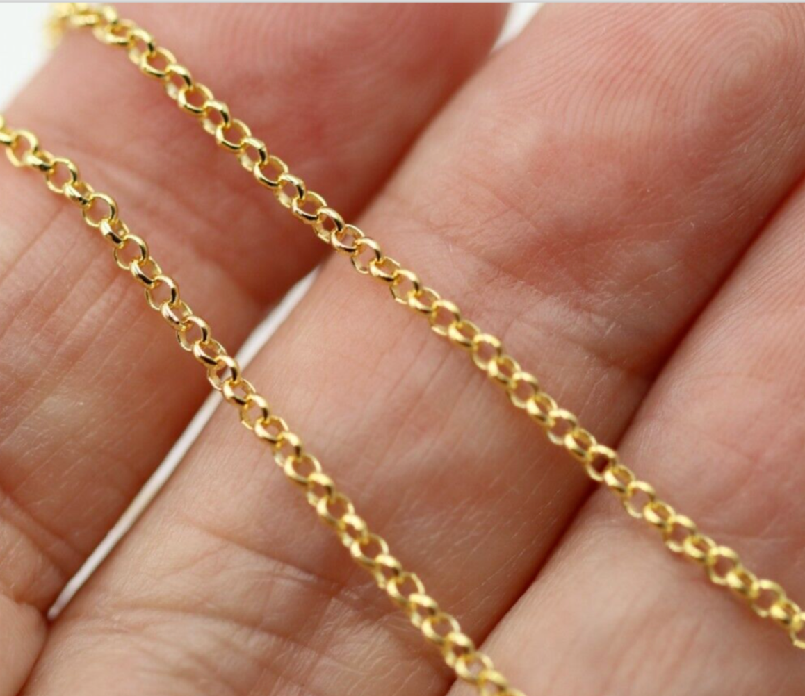 Genuine Solid 9ct Yellow Gold Belcher Cable Chain Necklace 50cm 3.4grams 1.7mm