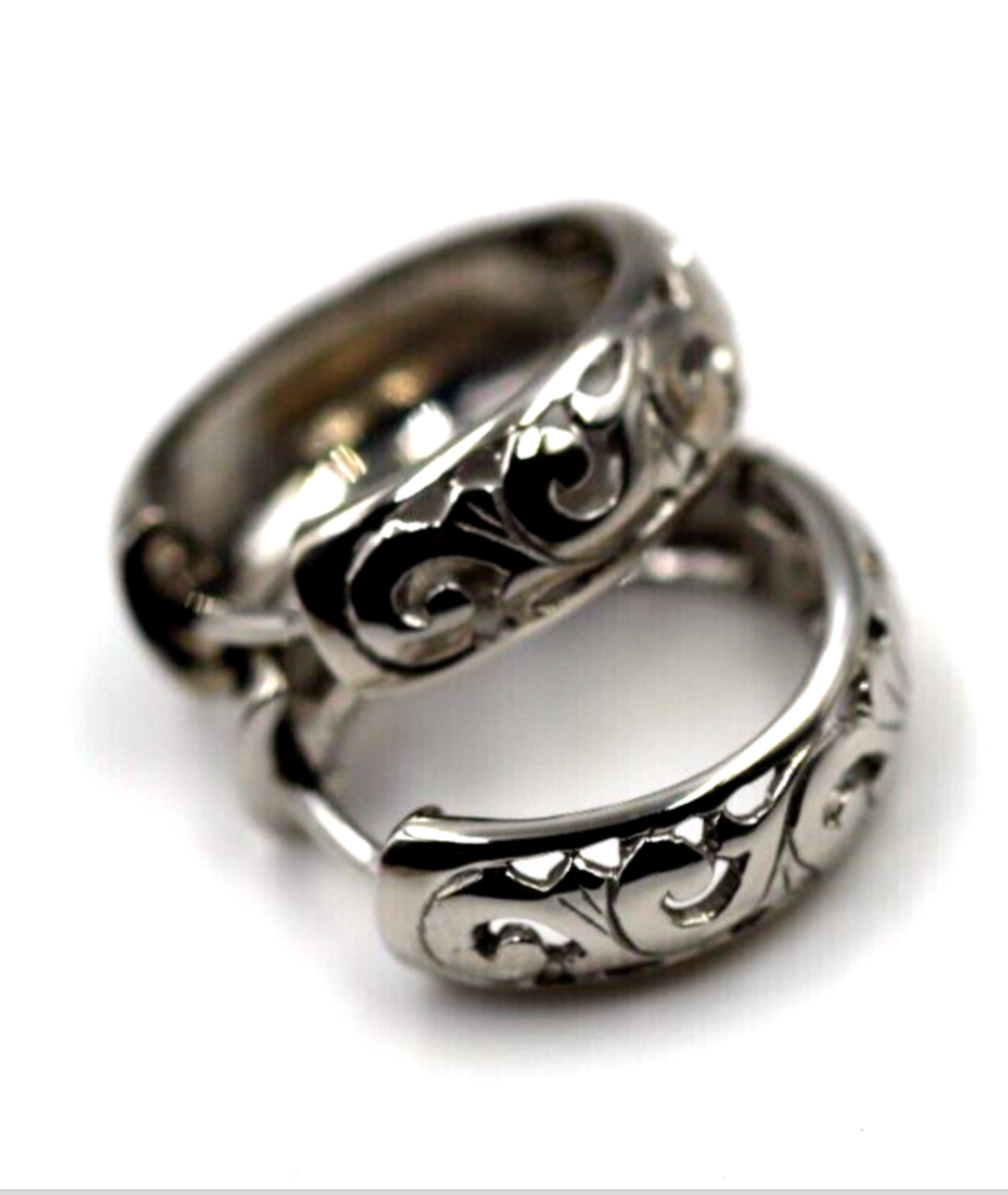 Kaedesigns New Genuine 9ct Solid Yellow, Rose or White Gold Hoop Filigree Huggies Earrings