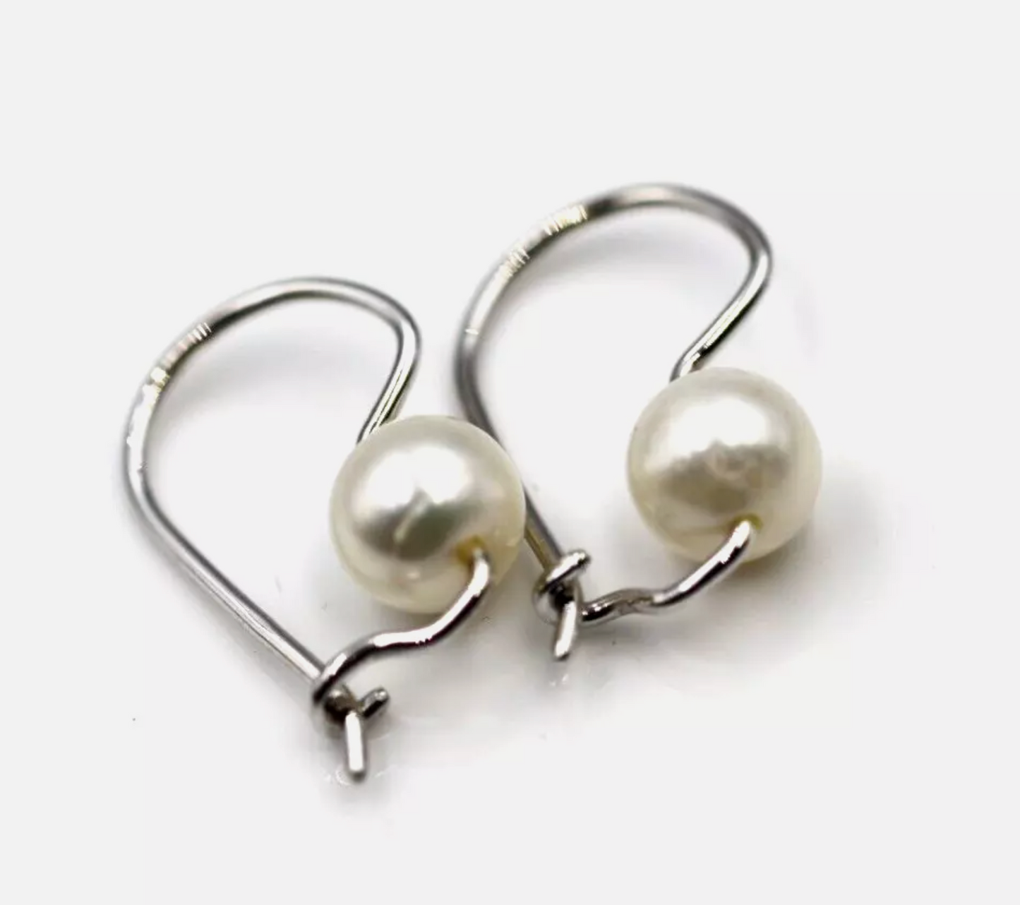 Genuine 9ct 9k Yellow, Rose or White Gold 8mm White Pearl Hook Earrings