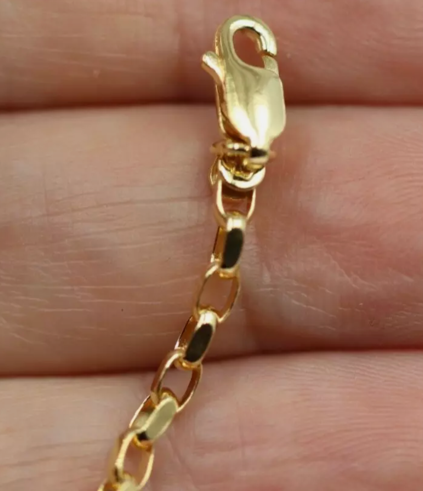 Genuine 50cm long 9ct Yellow Gold Oval Belcher Diamond Cut Necklace