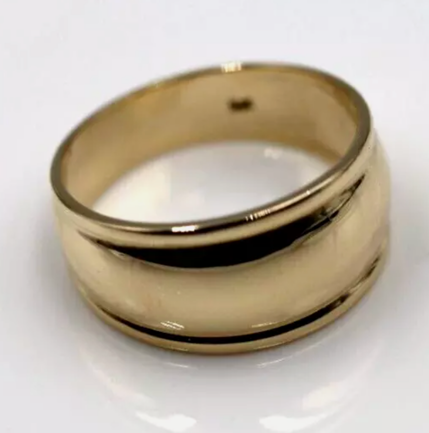 Genuine 9ct 9K Yellow, Rose or White Gold Ridged Dome Ring 10mm - Choose your size