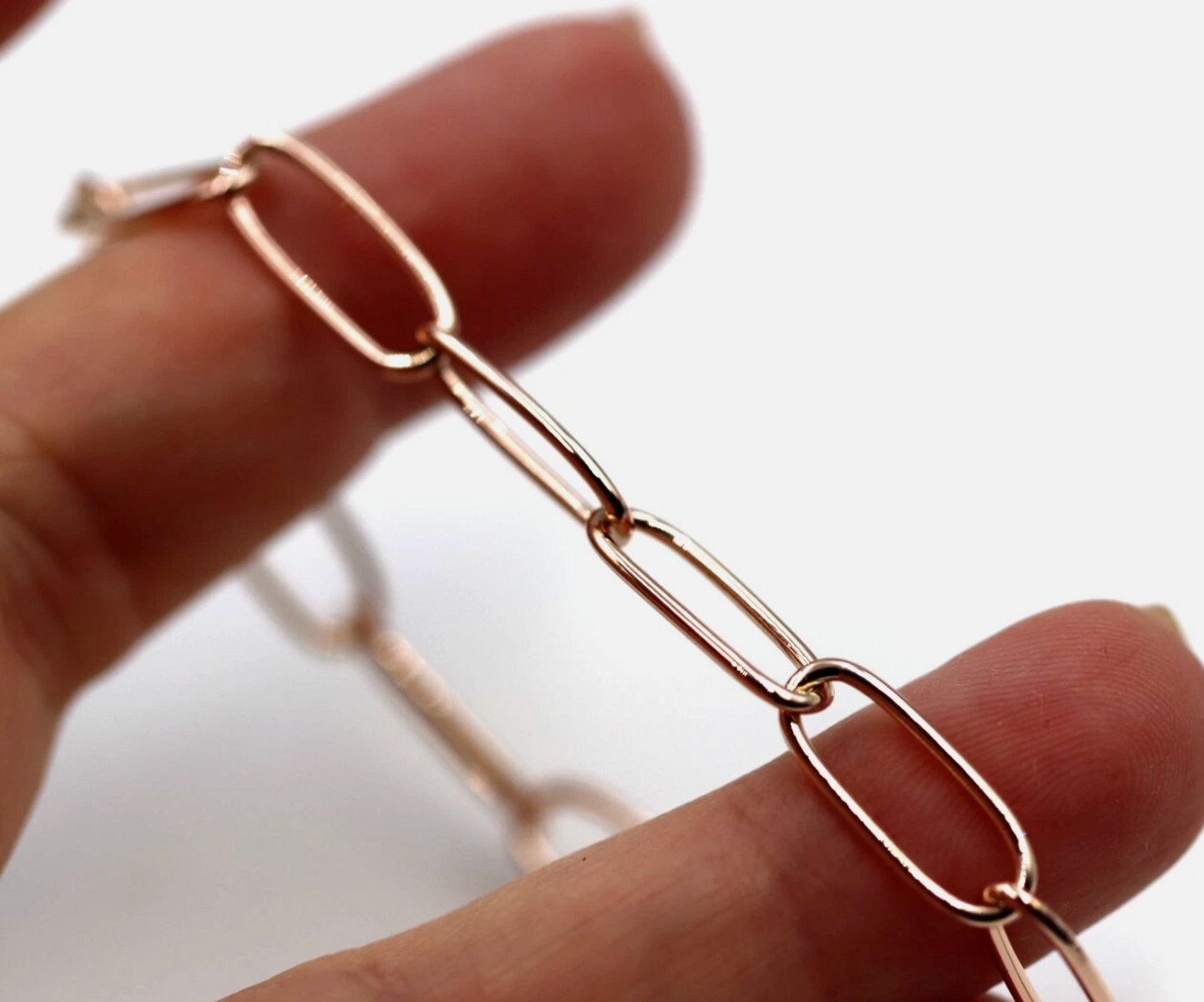 Genuine Handmade 17cm Solid 9ct Yellow, Rose or White Gold Paper Clip Paperclip Bracelet