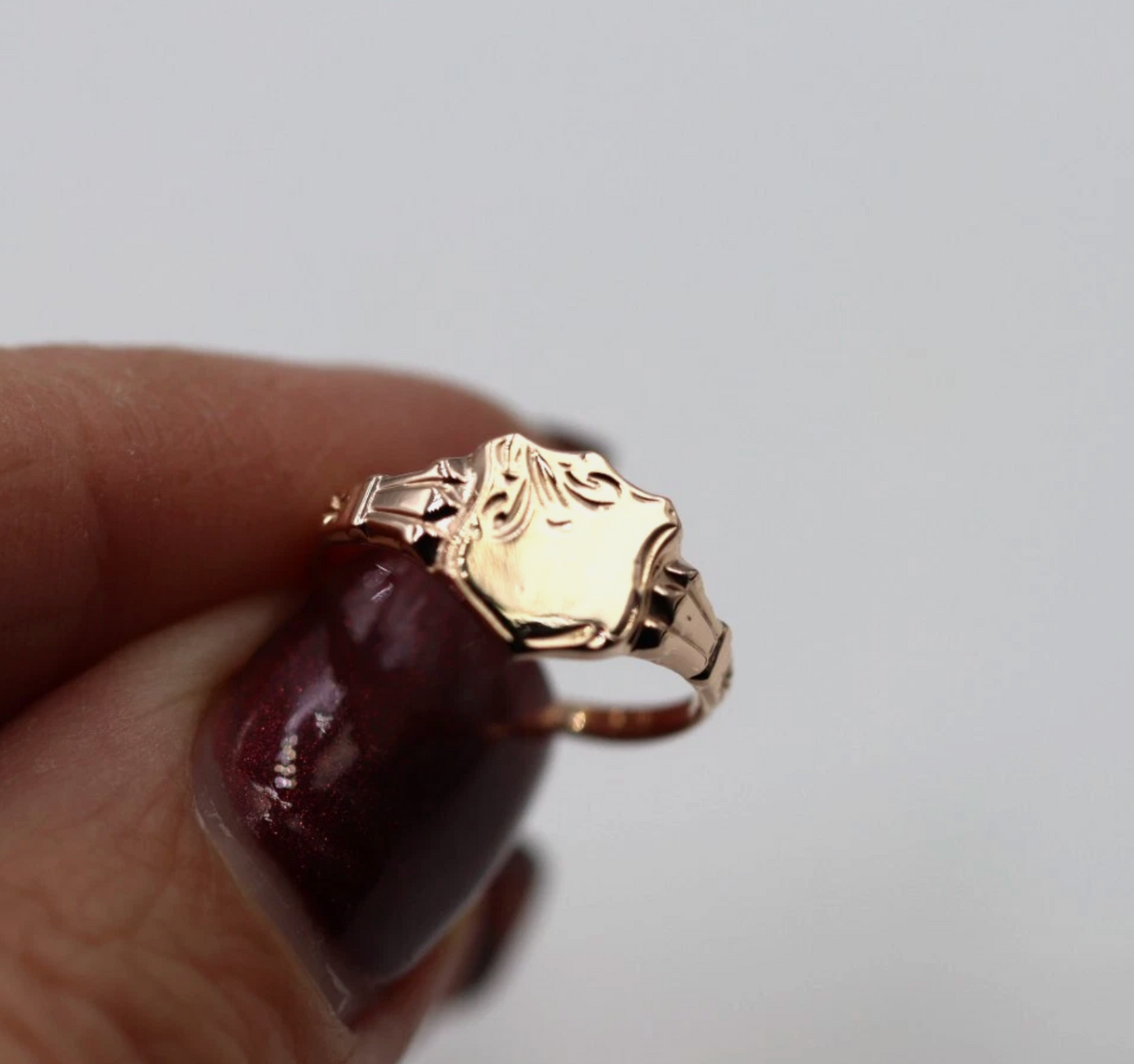 Size K, Kaedesigns New Childs Solid 9ct 9k Yellow, Rose or White Gold Shield Signet Ring