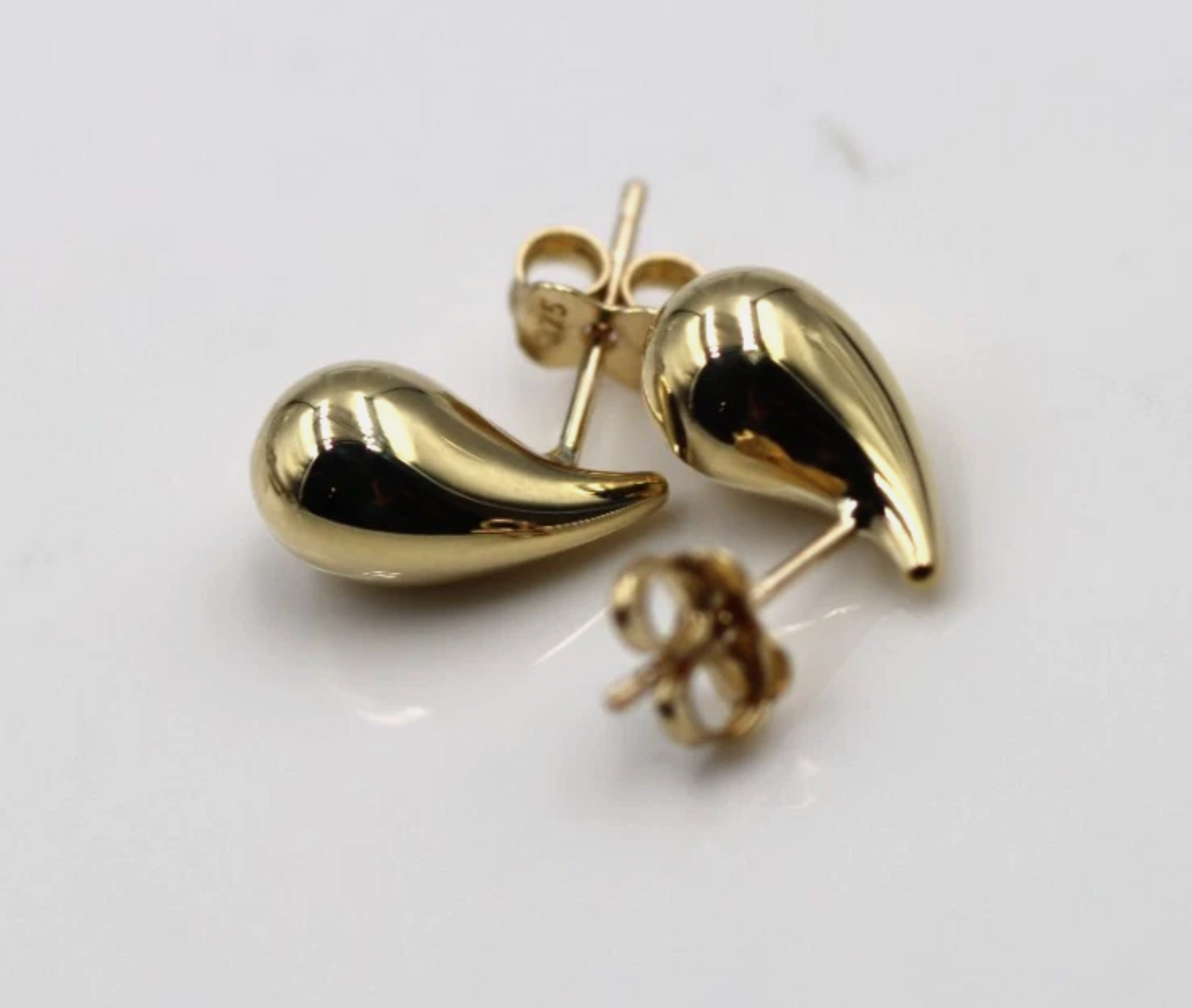 Genuine 9k 9ct Yellow Gold Bubble Teardrop Studs 13mm x 7mm