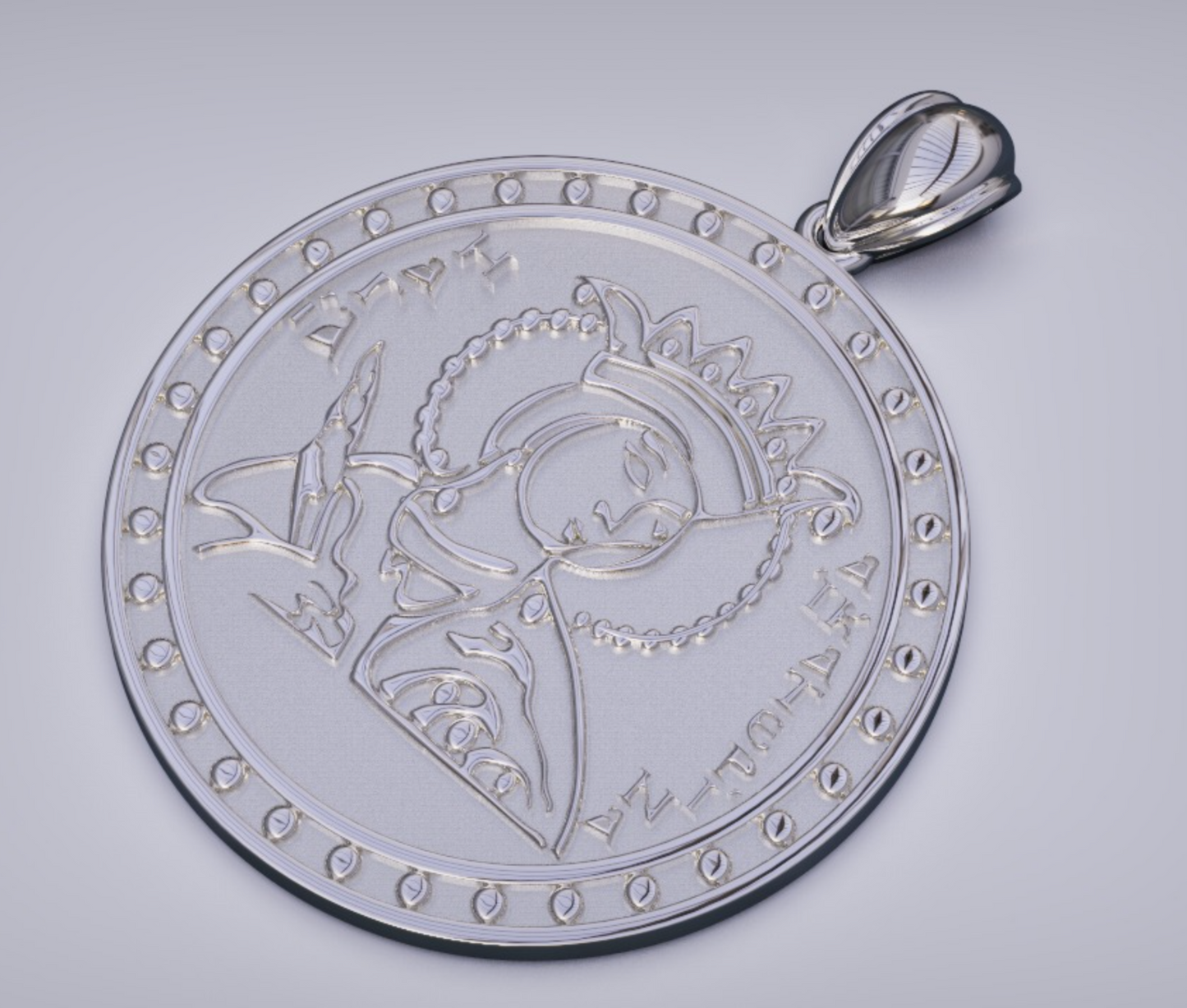 Sterling Silver 925 Saint St Catherine Round Shield Pendant / Charm