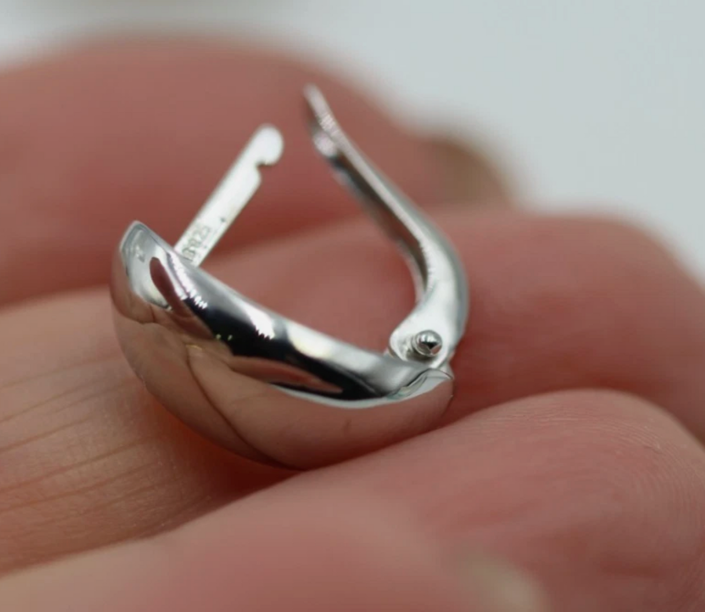 Sterling Sliver 925 Teardrop Dome Continental Clip Huggies Earrings