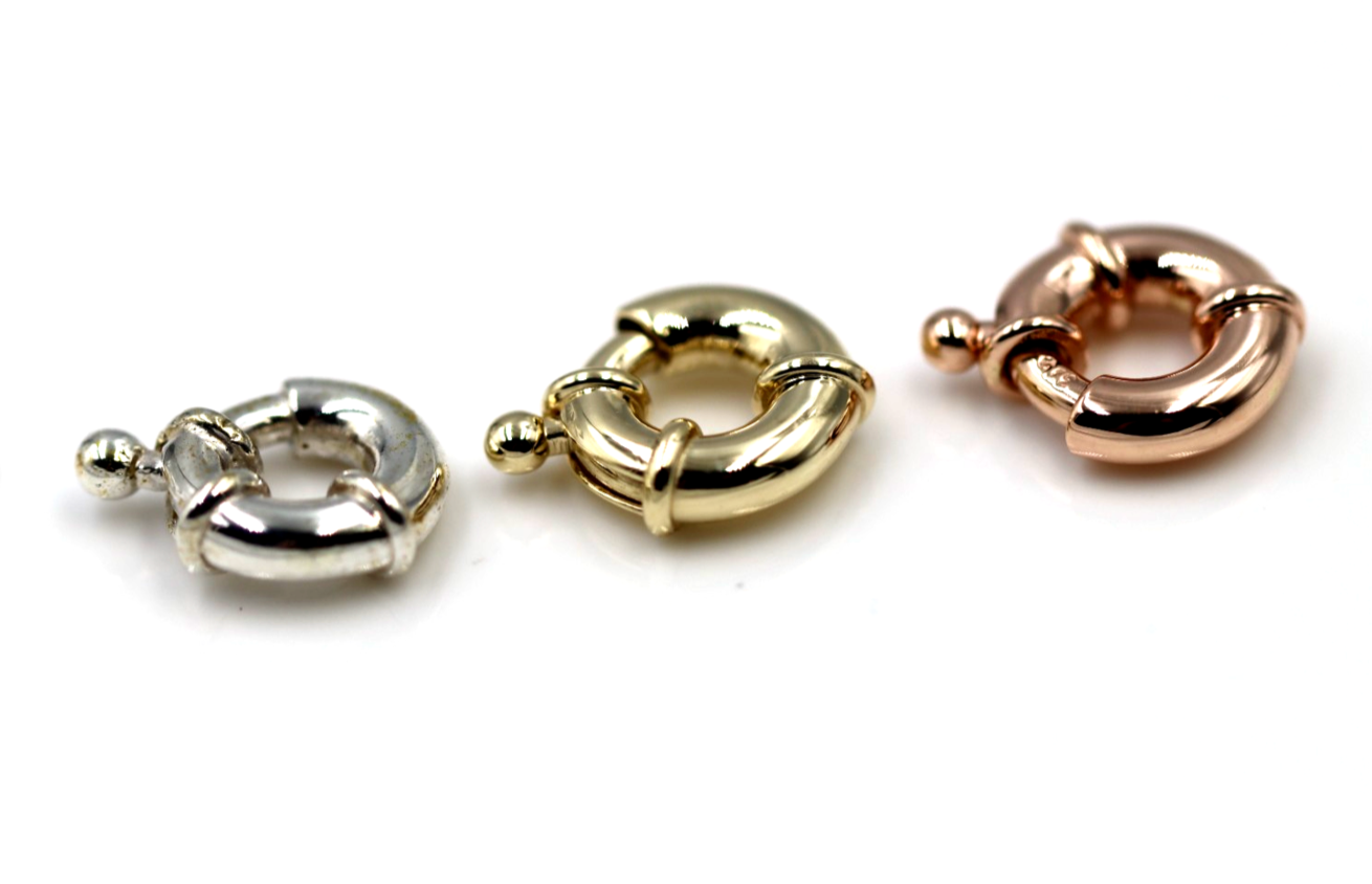 Genuine 12mm 9ct 375 Yellow, Rose or White Gold Bolt Ring Clasp