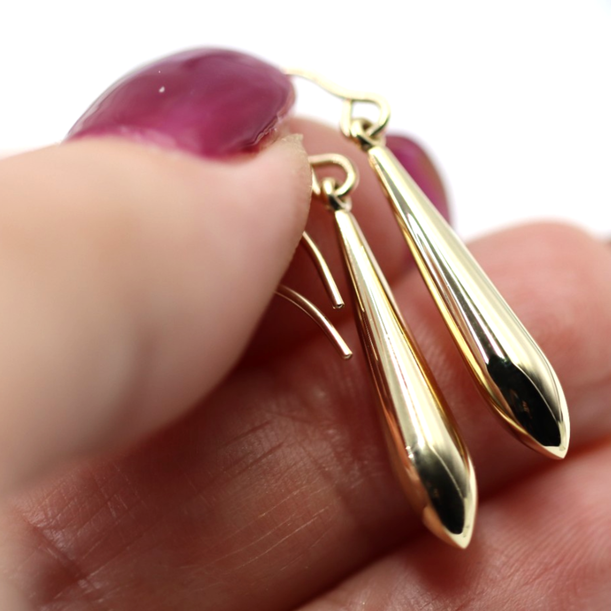 Genuine New 9ct 9K 375 Yellow Gold Teardrop Tear Drop Hook Earrings