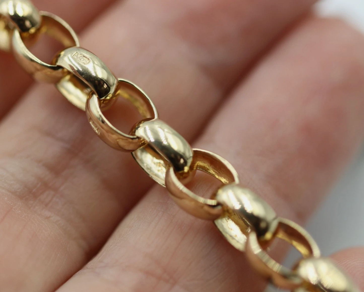 Genuine 19cm 9ct 9kt 375 Solid Yellow Gold Solid Oval Belcher Bracelet