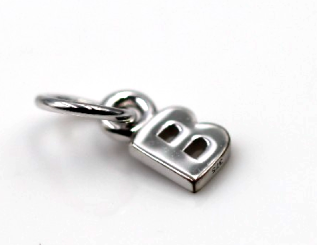 Genuine 9ct 9kt Tiny Very Small Yellow, Rose or White Gold Initial Pendant Charm B