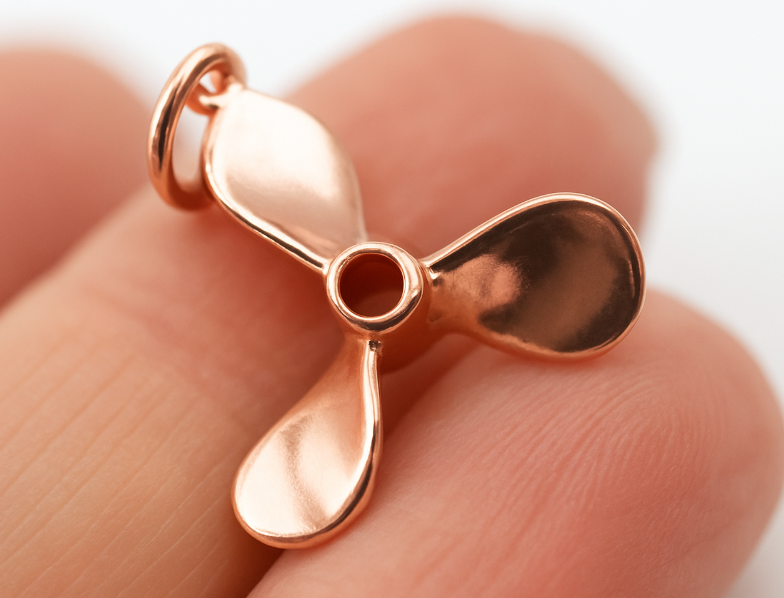 Genuine 9ct 9k 375 Yellow, Rose or White Gold 3D Boat Propellor Nautical Charm Pendant / Charm
