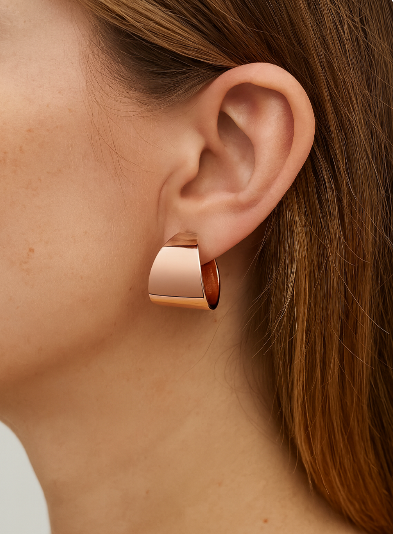 Genuine Heavy 9ct 9K 375 15mm Wide Yellow, Rose or White Gold Hoop Full Solid Earrings