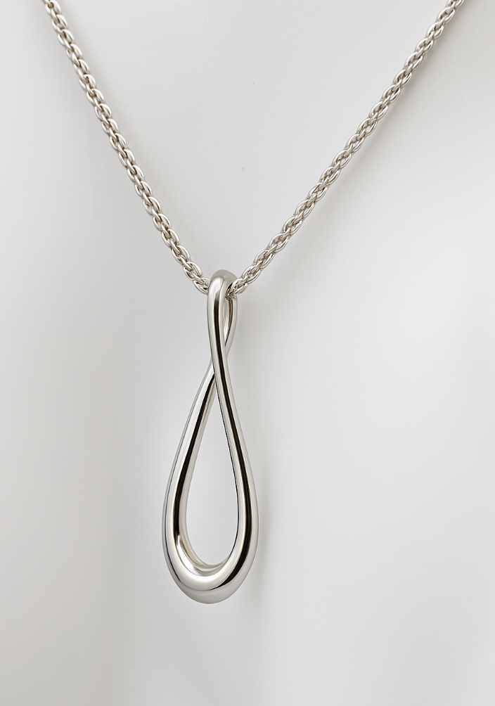 Sterling Silver 925 Teardrop Tear Drop Pendant Spiga Necklace - Choose from 45cm, 50cm, 55cm or 60cm