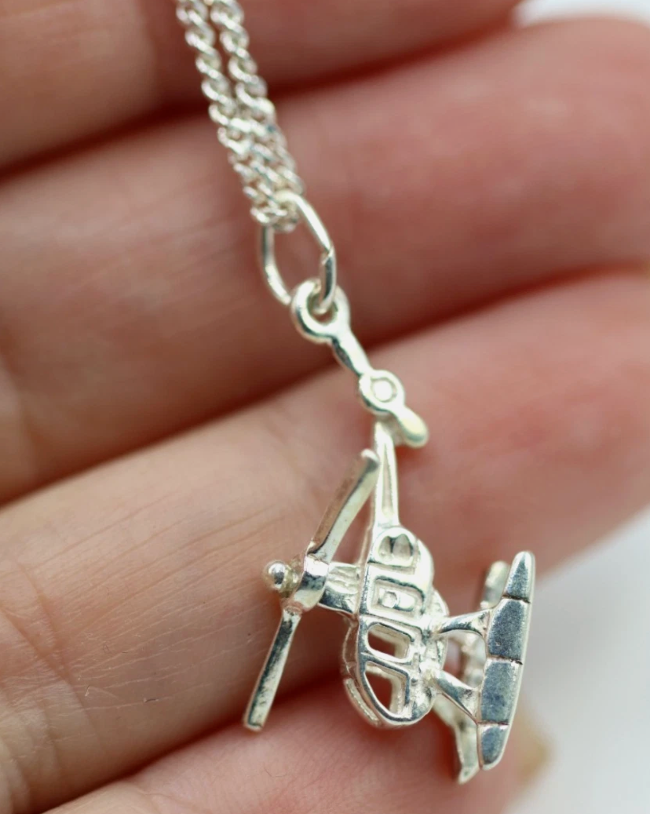 Genuine Sterling Silver 925 Helicopter Chopper Charm Pendant + Chain