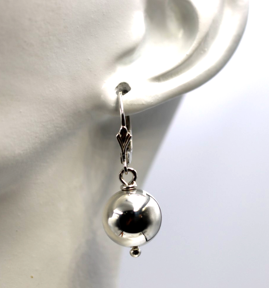 Sterling Silver 925 Ball Earrings 12mm Continental Clip Earrings