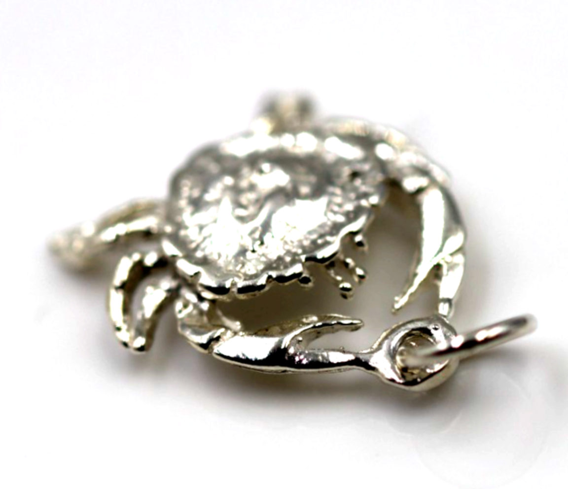 Genuine Sterling Silver 925 Solid Crab Cancer Zodiac Pendant Charm