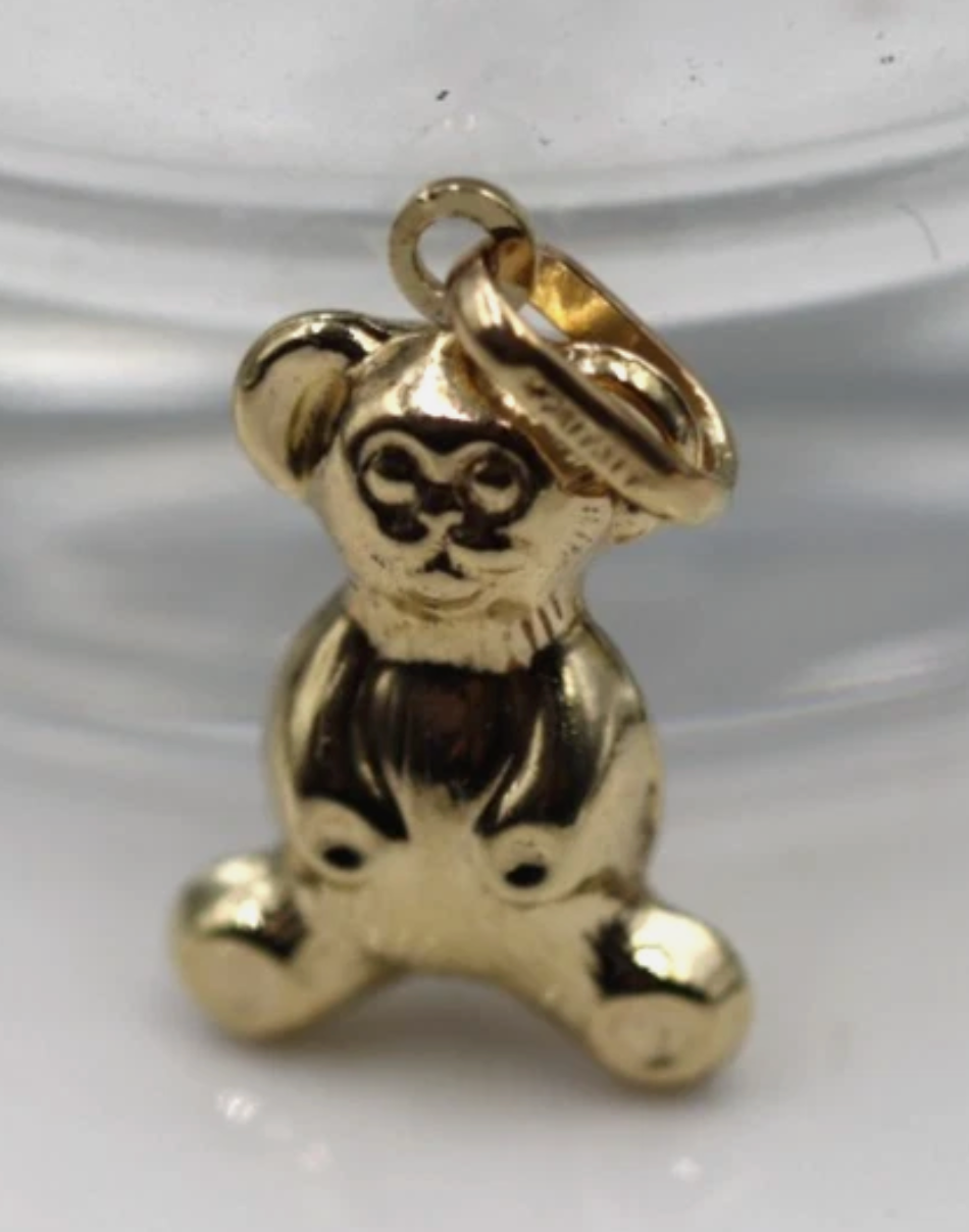 9ct Yellow Gold Teddy Bear Pendant Charm