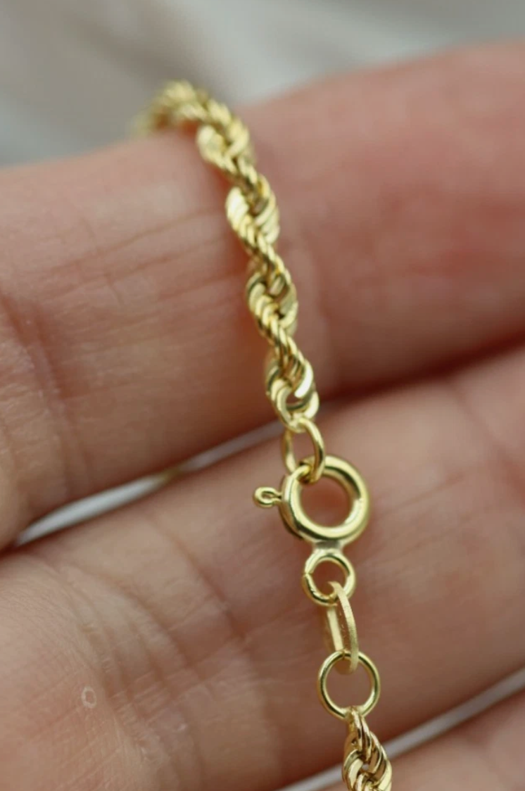 18ct Yellow Gold Diamond-Cut Rope Chain Necklace – 2.7mm, 50cm