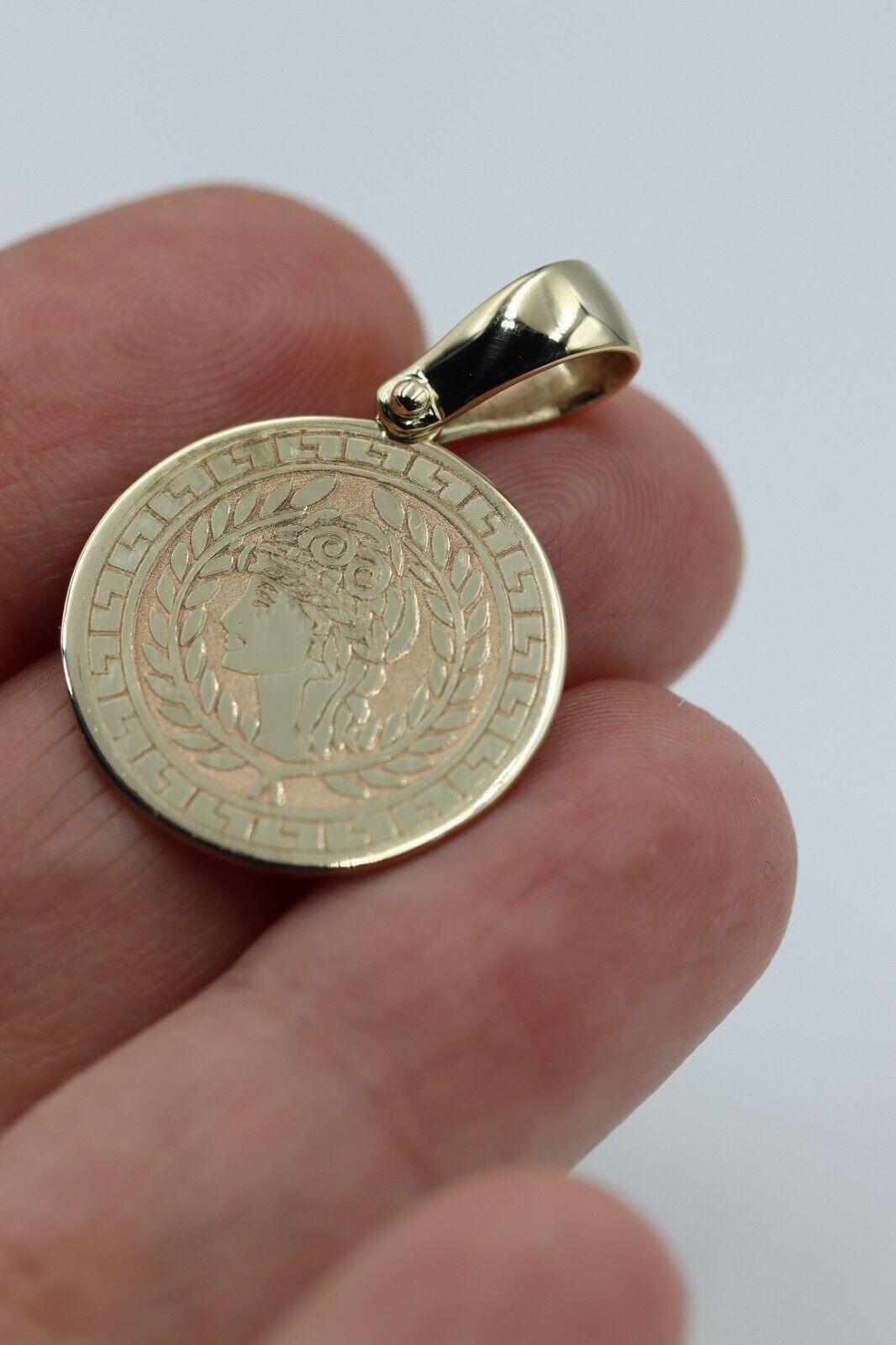 Genuine 9ct Yellow, Rose or White Gold Athena Goddess of Wisdom + War Shield Pendant Or Charm