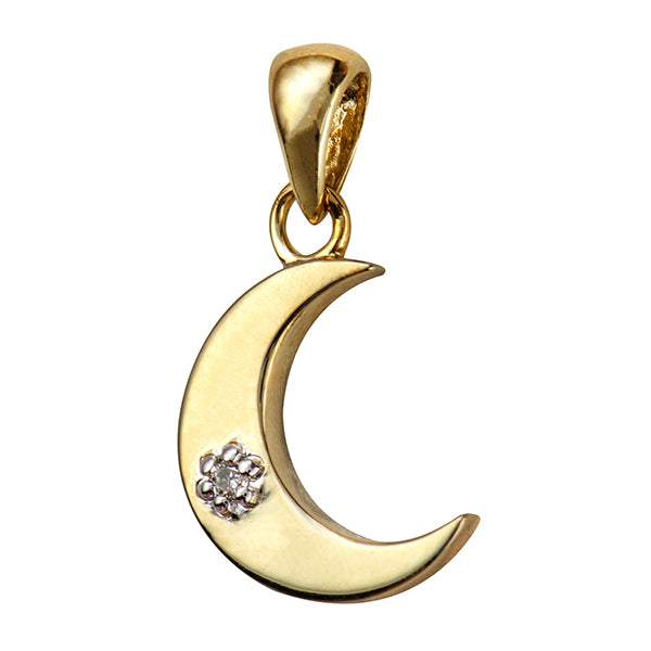 Genuine 9ct 375 Genuine 9ct 9k 375 Diamond Moon Pendant Charm