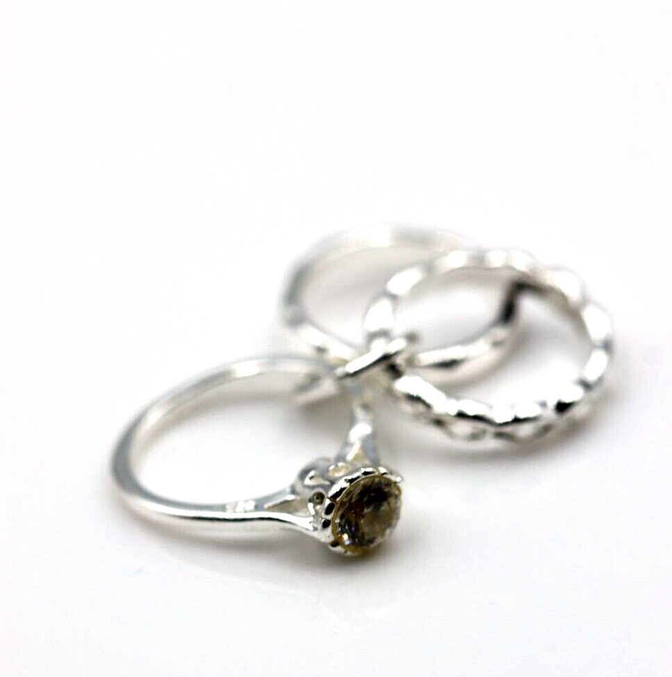 Genuine Sterling Silver Three Rings Charm 3D Pendant or Charm - Main Image