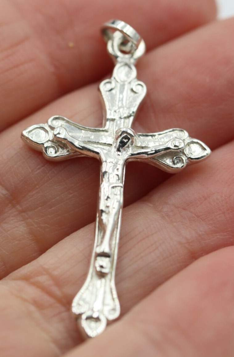 Genuine Brand New 9ct Yellow Gold or Sterling Silver Crucifix Cross 40mm x 22mm