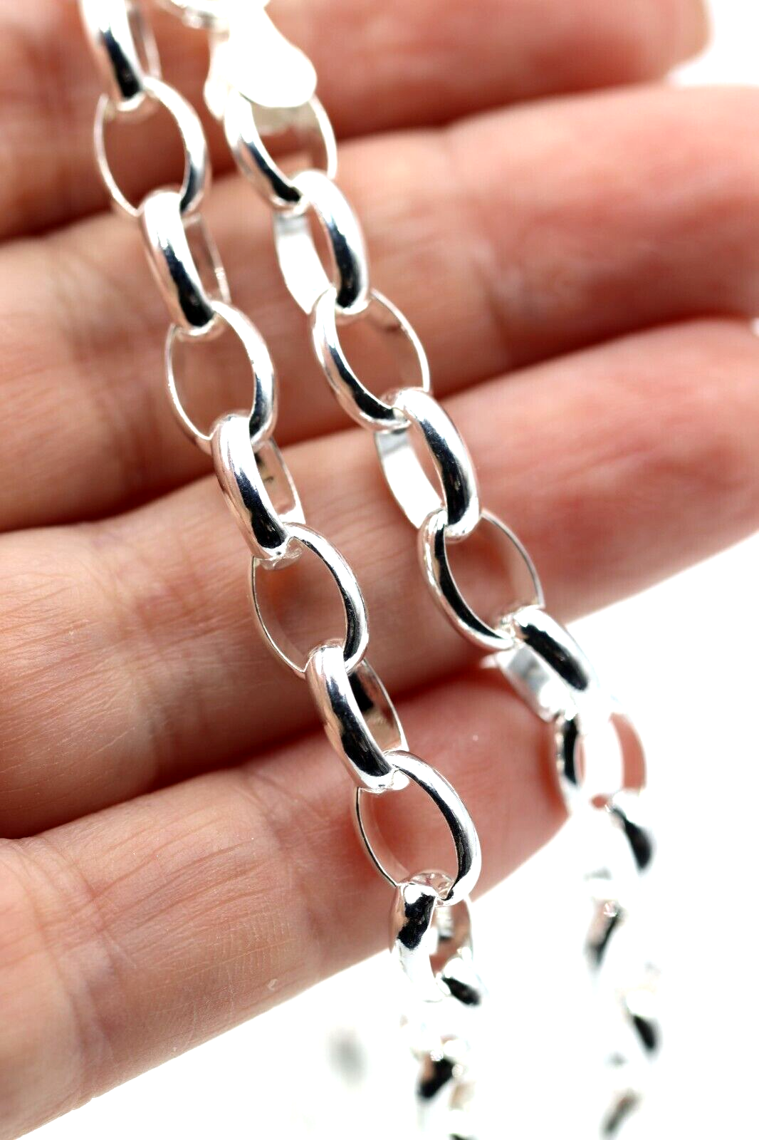 Sterling Silver 925 Heavy Oval Belcher Chain Necklace + Pendant