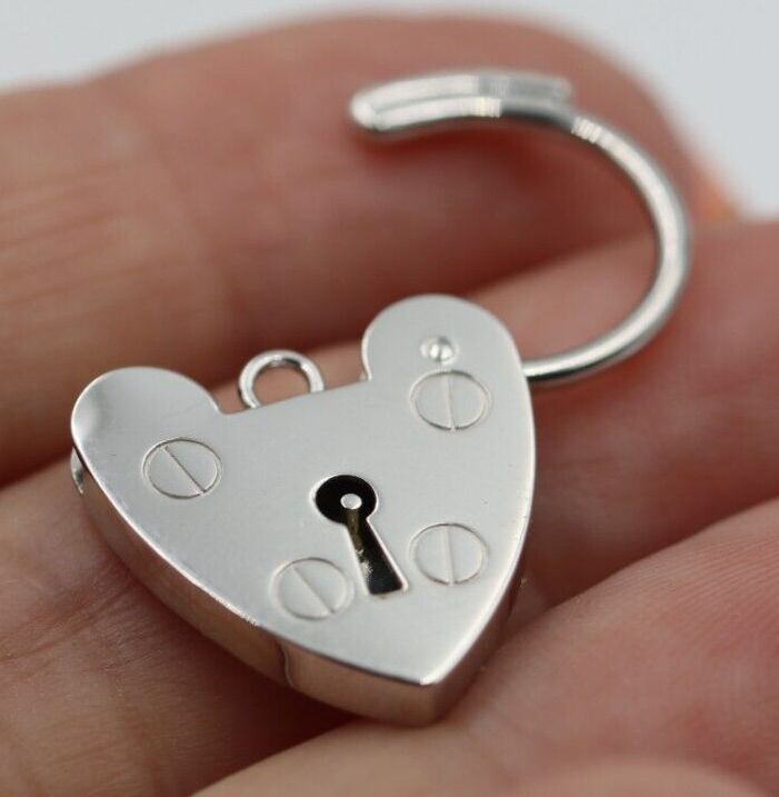 Medium 13mm Sterling Silver 925 Screw Heart Pendant Padlock