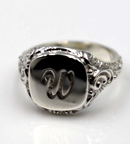 Genuine Solid Sterling Silver Square Engraved Signet Ring + Engraving - Choose your size