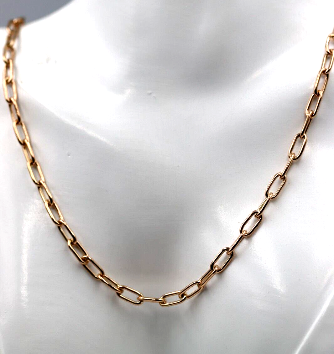 Handmade Genuine 45cm 9ct Rose Gold Paper Clip Chain Necklace