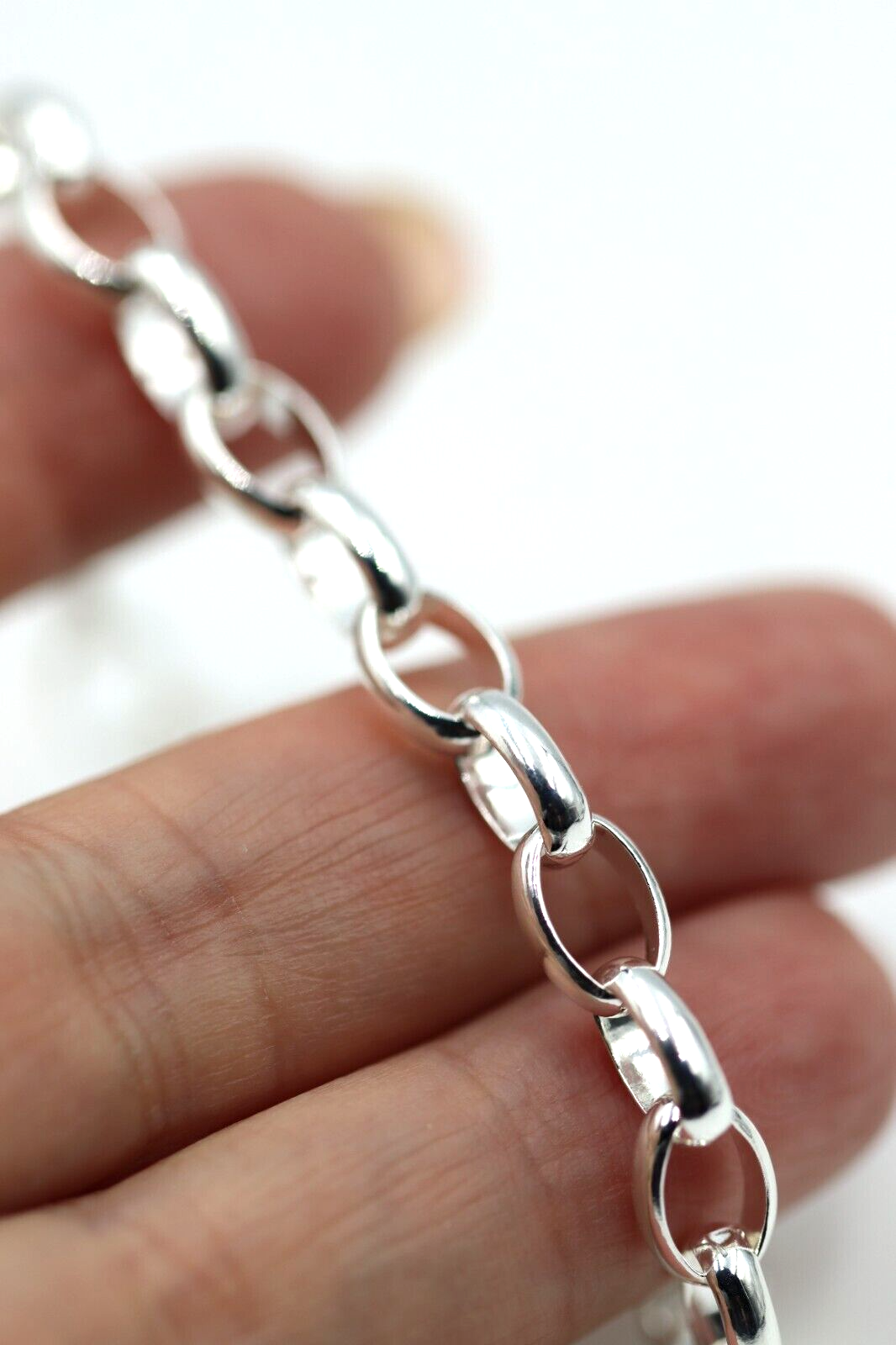 Kaedesigns Genuine 925 Sterling Silver Oval Belcher bracelet 21cm long