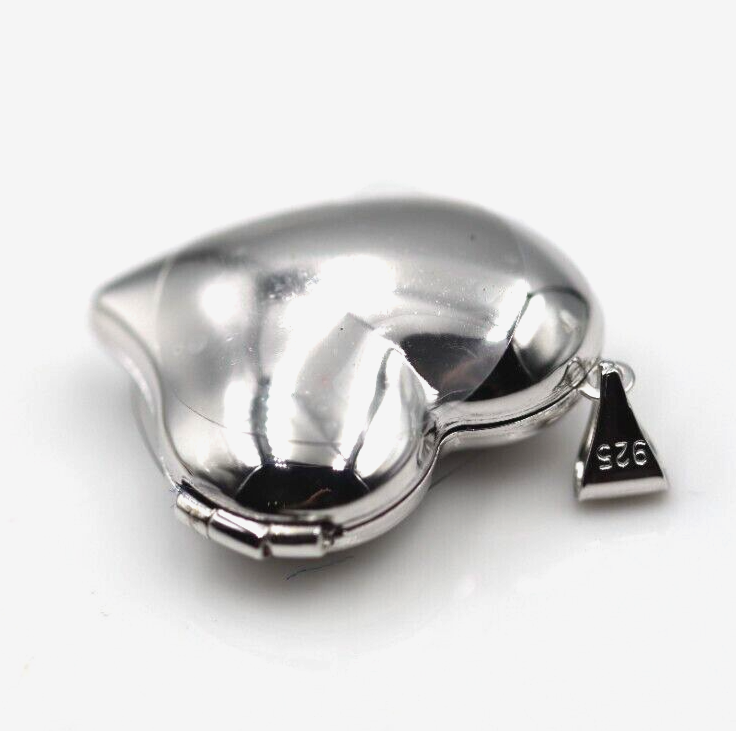 Sterling Silver 925 Heart Asymmetrical Heart Locket Pendant