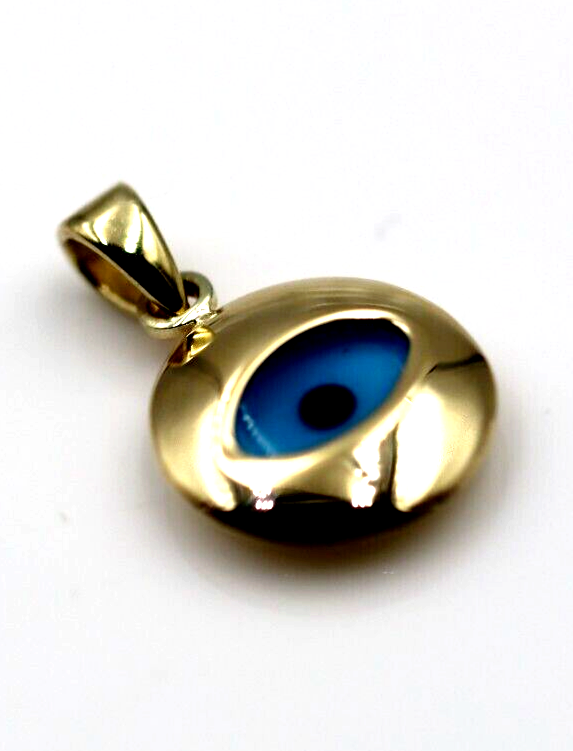 Genuine 9ct 9k 375 Yellow Gold Greek Mati Nazar Lucky Evil Eye Charm or Pendant