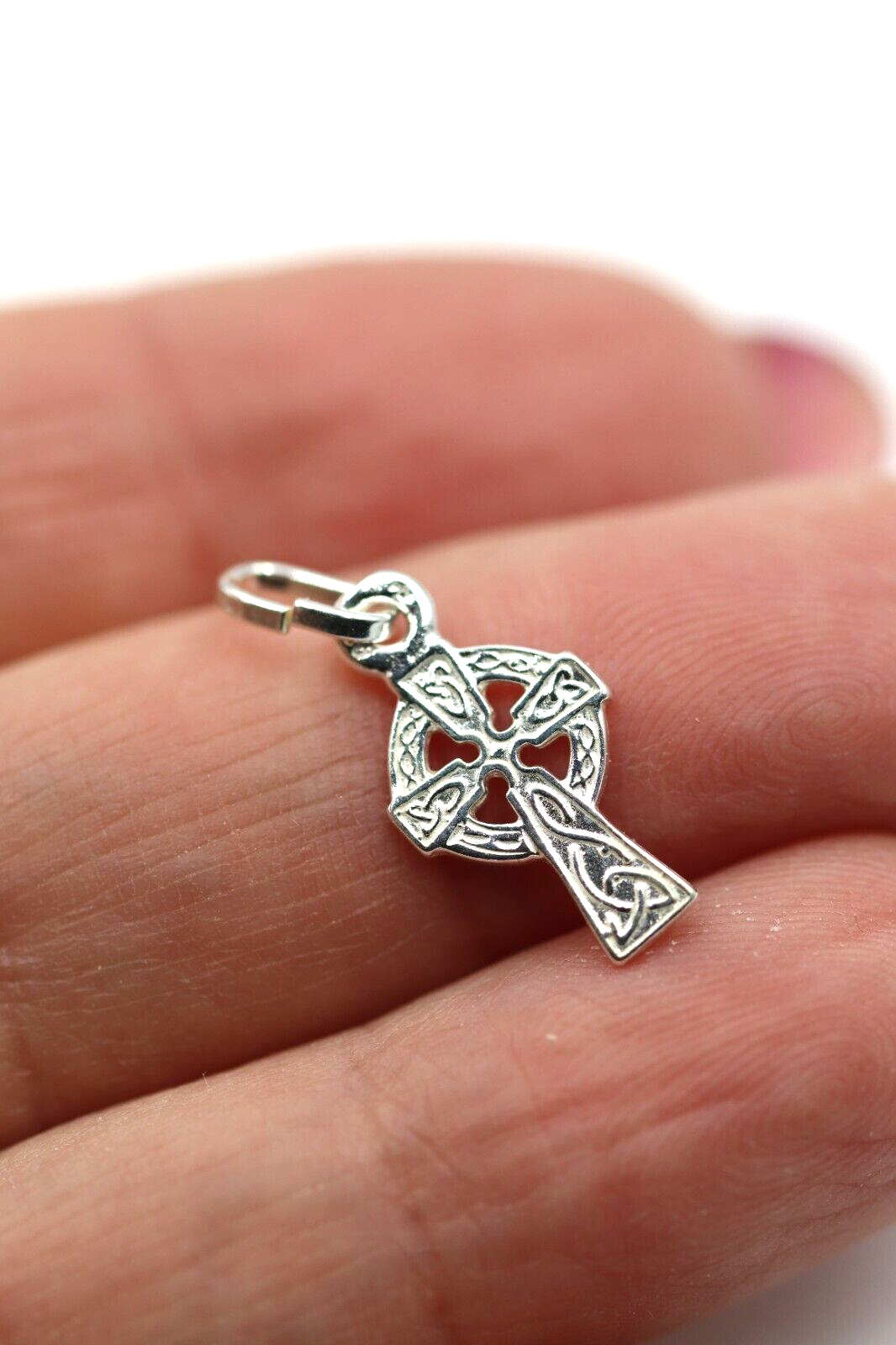 Genuine Sterling Silver 925 Celtic Cross Small Pendant Charm